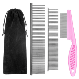 Dog Combs for Cats Dogs, Pet Grooming Combs Set for Removing Float Hair Combing Tangled Hair, Durable Tear Stain Dog Combs Flea Comb for Cats Dogs