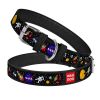 Leather Dog Collar for Small Medium Dogs NASA 8-11 in Neck x 0.5 in Wide Black Leather Buckle Dog Collar