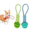 Dog Toys Treat Balls Interactive Hemp Rope Rubber Leaking Balls For Small Dogs Chewing Bite Resistant Toys Pet Tooth Cleaning Bite Resistant Toy Ball