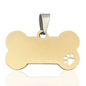 Stainless Steel Bone Shaped Pendant For Cat Collars; Metal Pendant For Pet Necklace; Pet Supplies (Color: Golden, size: M)