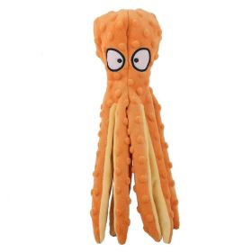 1 Piece Pet Squeak Toys Cartoon Octopus Shape Toy Pet Anxiety Relief Calming Aid Toy For Cats Dogs (Color: Orange)